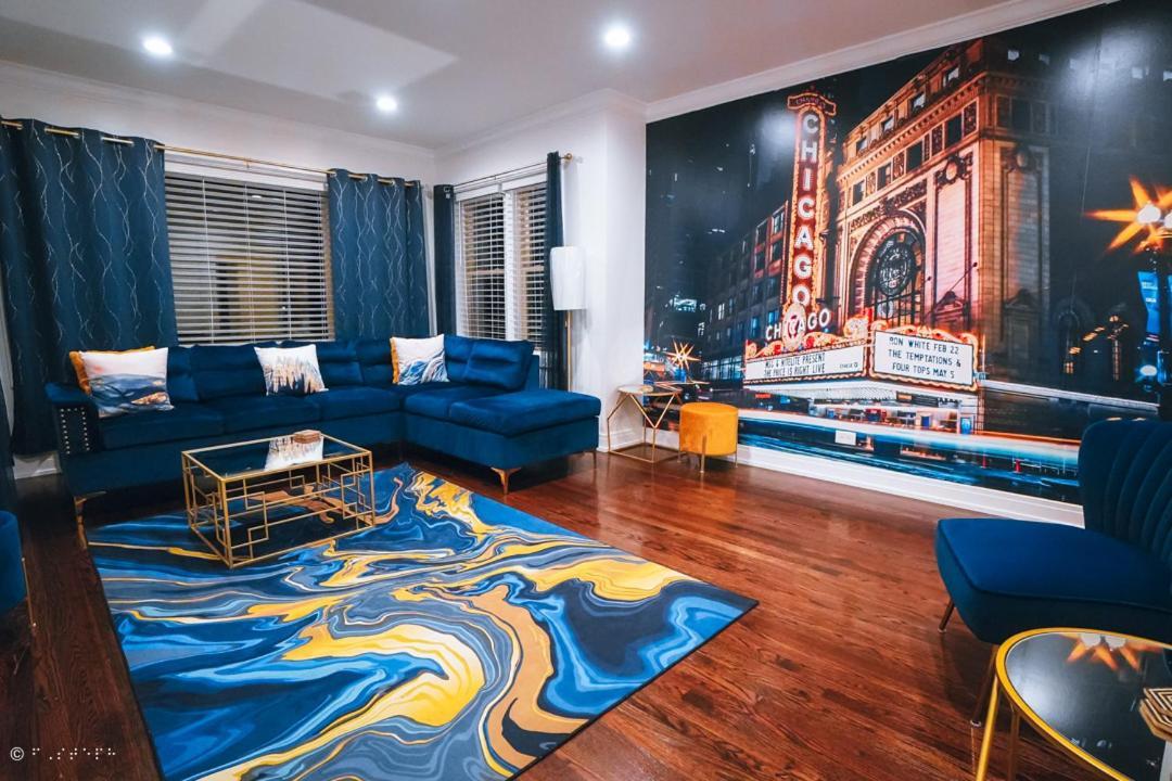 The Blue Golden Luxury Modern 3- Bedroom Apartment In Chicago Eksteriør billede